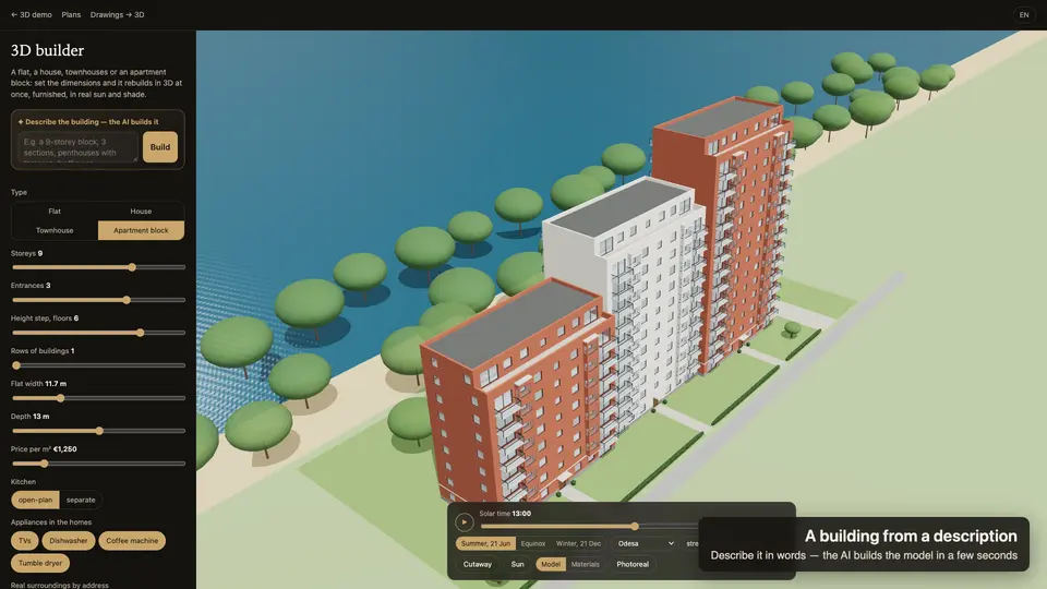 The AI builds a model of a building from a description in words