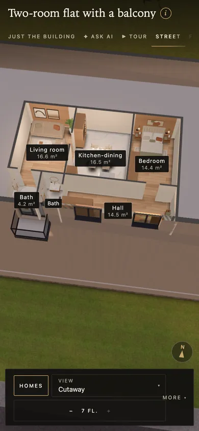 The flat in 3D in the premium style